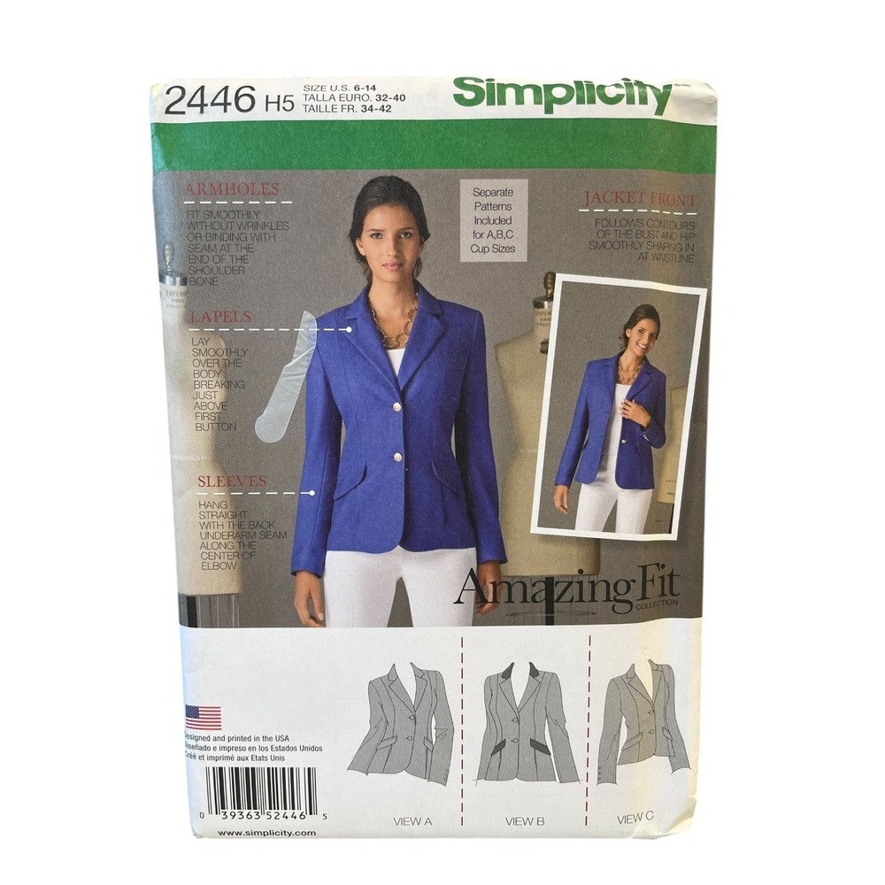 Simplicity 2446 H5 Lined Jacket US 6-14 Amazing Fit Collection